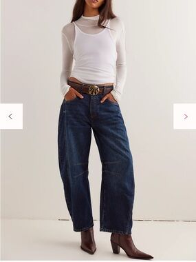 Free People We The Free Good Luck Mid-Rise Barrel Jeans NWOT